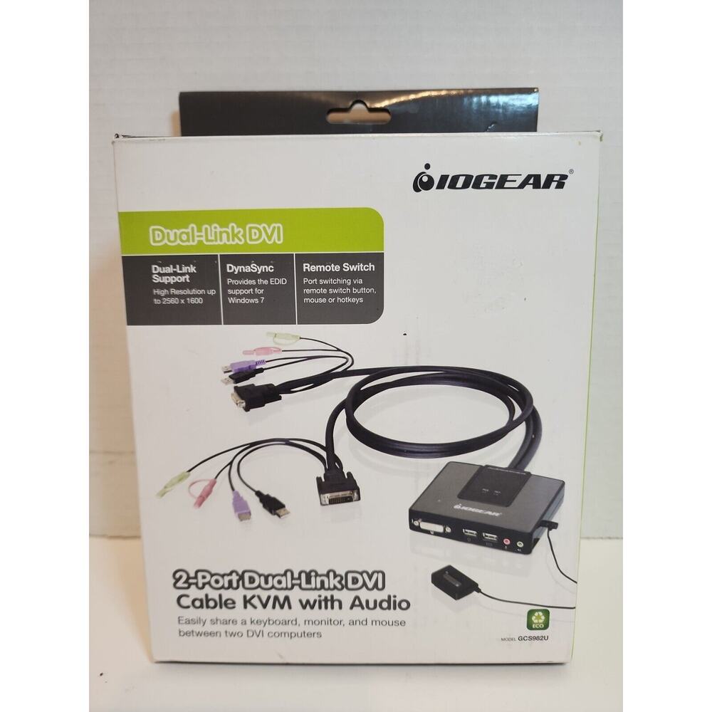 NEW IOGEAR GCS982U 2-Port Dual-Link DVI Cable KVM with Audio nib never opened